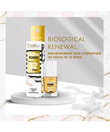 Delia Cosmetics - Vitamin Nail Conditioner - Repair for Weak and Brittle Nails - Rebuild Nourished Smooth Shiny Nails - Vitamin C E - Result in 12 Days - Fast Drying Formula - 11 ml Vitamin Power - Buy Online on GoSupps.com