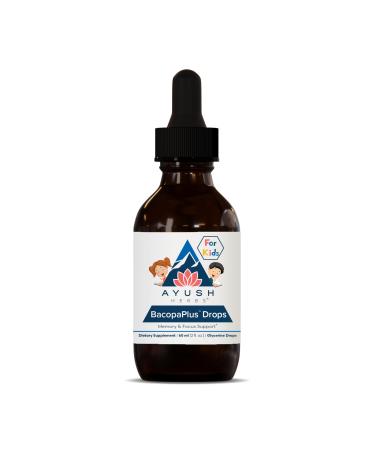Ayush Herbs BacopaPlus Drops for Kids - Kids Focus and Attention Supplement with Bacopa Ashwagandha Ginkgo Support for Brain & Memory Organic Ingredients - 2 Fl Oz (80 Servings)