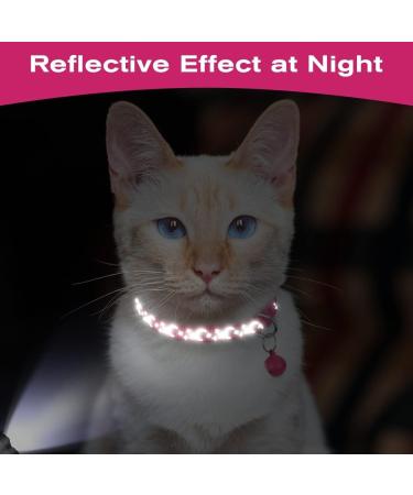Tagme Reflective Cat Collar Set - Personalized Name & Address Shield Safety Clasp & Bell for Cats & Puppies - Hot Pink 18-28 cm - International Shipping Available - Buy Online on GoSupps.com