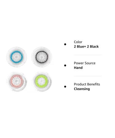4 Pack Replacement Facial Cleansing Brush Head for Clogged & Enlarged Pores, 2 Blue & 2 Black - Buy Online on GoSupps.com