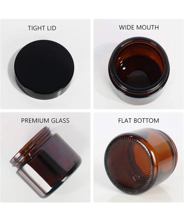50ml Amber Glass Cosmetic Containers - 6 pcs with Inserts & Black Lids | Perfect for Creams Balms Oils & Lotions - International Shipping Available - Buy Online on GoSupps.com