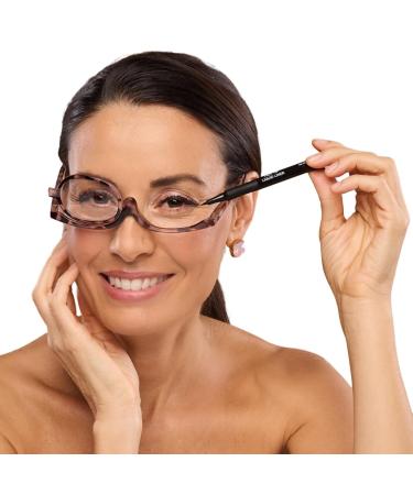 VICCI Makeup Reading Glasses | Cosmetic Readers Flip Up Lens Magnifying Eyeglasses for Women | Dual-Purpose Functionality Lightweight Makeup Glasses Offer Distortion-Free Vision +2.5 | Tortoise