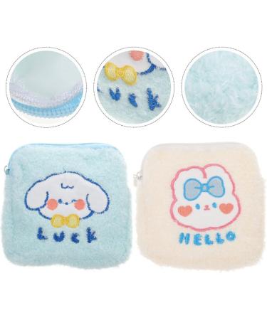Healifty Sanitary Napkin Storage Bag 2pcs Plush Menstrual Pad Makeup Coin Travel Organizer - Buy Online on GoSupps.com