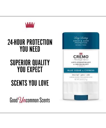 Cremo Blue Cedar & Cypress Anti-Perspirant & Deodorant 2.65 oz - Long-Lasting Protection - Buy Online on GoSupps.com