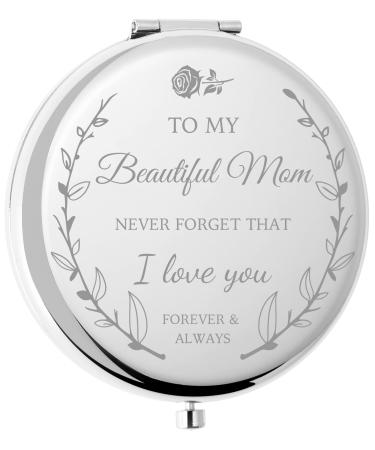 idooss Mom Birthday Gifts for Mom  Rose Gold Compact Mirror for Birthday  Unique Gifts for Women  Friends  Mom or Coworkers (Silver)