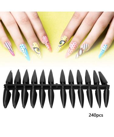 SH-RuiDu 240pcs Foldable Flat Back Pointed Nails - Manicure Color Display Practice Tool | Black | International Shipping - Buy Online on GoSupps.com