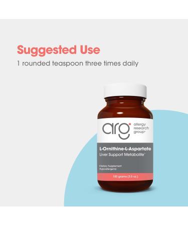 Allergy Research Group L-Ornithine-L-Aspartate Powder - Liver Detox Support Metabolite Amino Acid Complex Pure 3000mg Supplement - 3.5 Oz - Buy Online on GoSupps.com