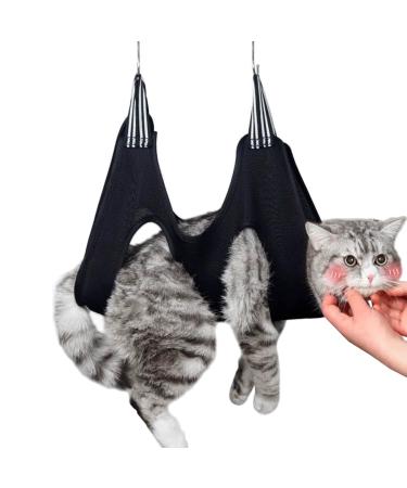 Qrity 1 piece of cat care pocket hammocks dog care dog care hammock set with S hook for fur care dogs and cats nail cutting black-Xs XS black