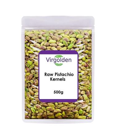 Raw Pistachio Kernels 500g (Kernels - No Shells) by Virgolden - Perfect Snack Great for Salads Vegan High in Protein