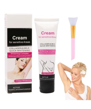 Underarm Wh_itening Products Armpit Lightening Cream Skin Brightening Cream with Two Silicone Mask Brushes with Vitamin E Cream for Underarms Private Areas and Body(50g*2)