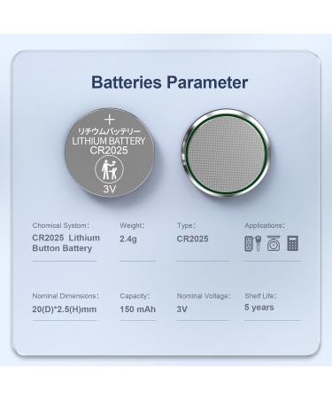 CR2025 Battery CR2025 3V Lithium Battery 2025 Lithium Coin Cell Batteries CR2025 Button Cell Battery DL/CR2025 for Car Remote Key Door Opener Scale 10pcs - Buy Online on GoSupps.com