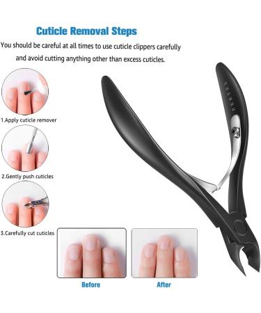 FERYES Cuticle Nippers - Professional Stainless Steel Cuticle Cutter and Trimmer for Manicure - Black - Buy Online on GoSupps.com