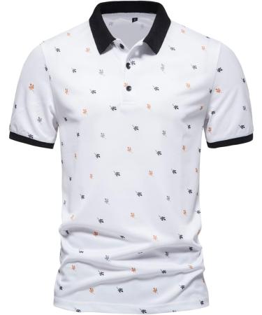 Men's Fashion Spring Summer Casual Short Sleeve Zipper T-Shirt - White Printed Blouse for Every Occasion - Buy Online on GoSupps.com