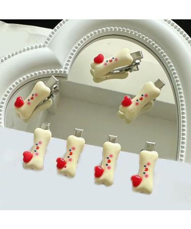 hgnxa Cute Heart&Bone Shape Hairpins Hot Girls Duckbill Hair Clip Spring Hair Clip for Woman Ponytail Side Hair Clip Beige - Buy Online on GoSupps.com