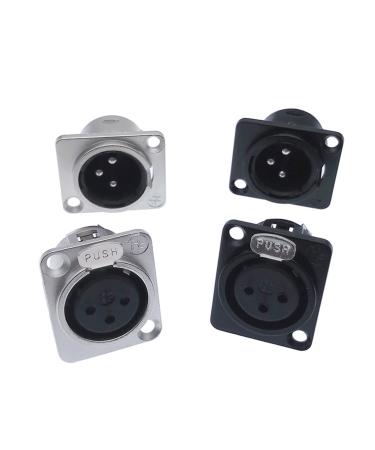 SMOKT XLR metal socket YS145 YS146 Male Female 3 Pin for microphone connection YS145BG YS146BG 1pc (Color : Black Female) Black