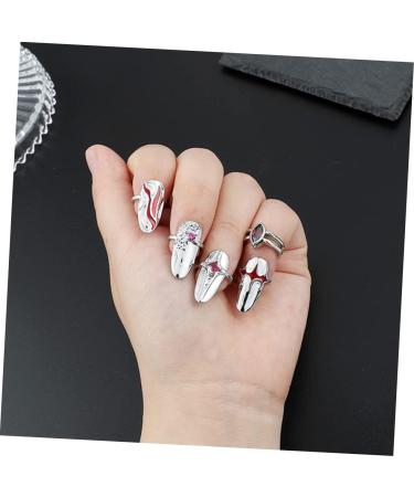Beaupretty 1 Set Nail Ring Nail Tip Ring Finger Jewelry Ring Jewelry Ring for Finger Tip Ring Women Finger Decor Nail Decor Red Jewelry Girl Jewelry Rings Women Ring Zinc Alloy White - Buy Online on GoSupps.com