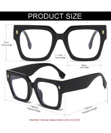 NIDOVIX Oversized Blue Light Glasses for Men & Women | Retro Thick Frame Eyeglasses - 50mm Fashionable Computer Glasses - Buy Online on GoSupps.com