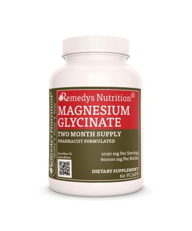 Remedy's nutrition Magnesium Glycinate | 1 000 mg 60 Vegan Capsules Dietary Supplement | Two Month Supply | Also Contains Alfalfa Leaf Watercress & Nettle Leaf
