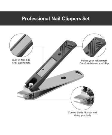 Black Nail Clippers Set  Ultra Sharp Sturdy Stainless Steel Fingernail and Toenail Clippers with Curved Blades for Ingrown Nails  2 pcs Black 2 - Buy Online on GoSupps.com