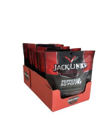 Jack Link's Beef Jerky 12-Pack 80g Each - High Protein Low Fat Tender & Flavorful Original Flavor Perfect Snack for Muscle Recovery Keto-Friendly High in Omega-3 No Added MSG Ideal for Fitness & Outdoor Adventures (80g (Pack of 12) Peppered)