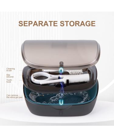 Dentures Retainer Case with Vent Holes & Mirror - Double Layer Portable Orthodontic Box for Travel - Aligner Storage (Black) - Buy Online on GoSupps.com