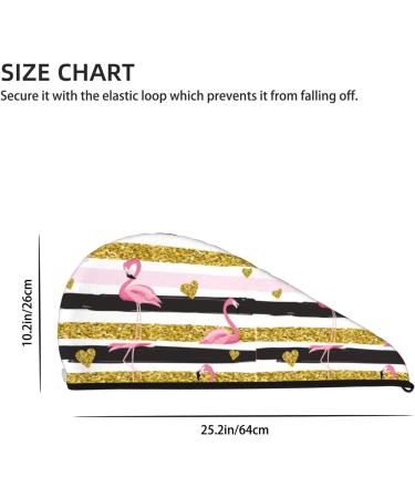 Gold Glittering Hearts & Flamingos Microfiber Hair Towel - Super Absorbent Coral Velvet Wrap for Long Curly & Thick Hair - Buy Online on GoSupps.com