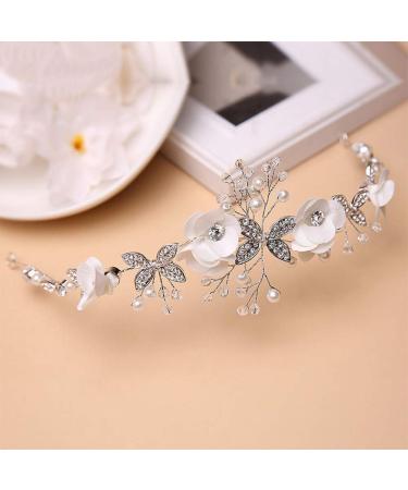 IYOU Princess White Flower Headpiece | Pearls & Crystal Bridal Hair Accessories for Girls | Elegant Wedding & Communion Hairdress - Buy Online on GoSupps.com