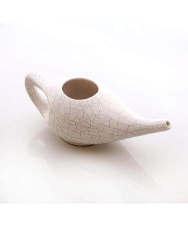 2activelife Ceramic Neti Pot - 225ml, Dishwasher Safe, Compact Design - Ivory Crackle - Buy Online on GoSupps.com