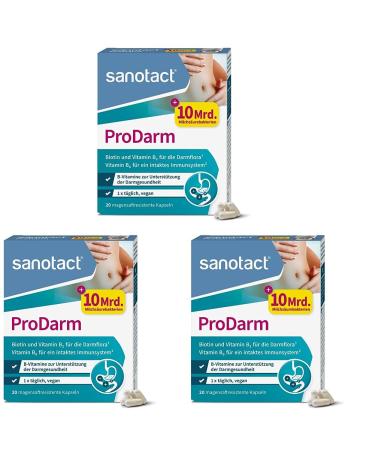 Sanotact product 10 billion lactic acid cultures + 3 bacterial strains for intestinal renovation 20 capsules bacterial cultures as a colon cleaning cure With vitamin B6 B2 + biotin (pack of 3) 10 billion 20 pieces (3 pack)