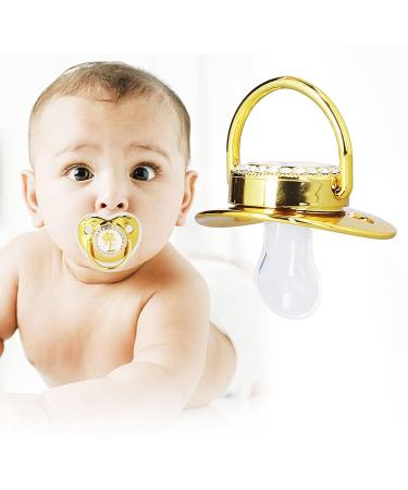 Golden Letter Rhinestone Baby Pacifier with Chain Clip | Safe Silicone for Home & Travel - Buy Online on GoSupps.com