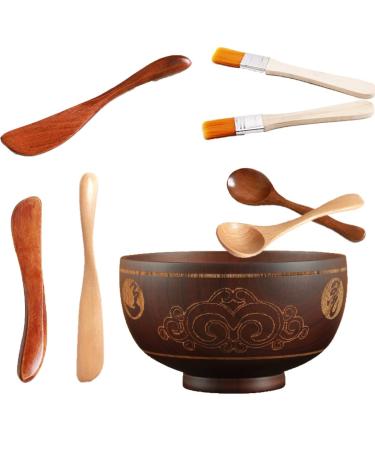 Mask brush and scarf set mask applicator Face set facial mixed bowl set for women DIY.Mixing tool set with brushes bowl spatula and spoon easy to clean (color: D)