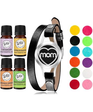 Wild Essentials MOM Essential Oil Diffuser Bracelet Kit | Aromatherapy Jewelry Gift Set with Lavender Lemongrass Peppermint & Orange Oils - Customizable Color Changing - Buy Online on GoSupps.com