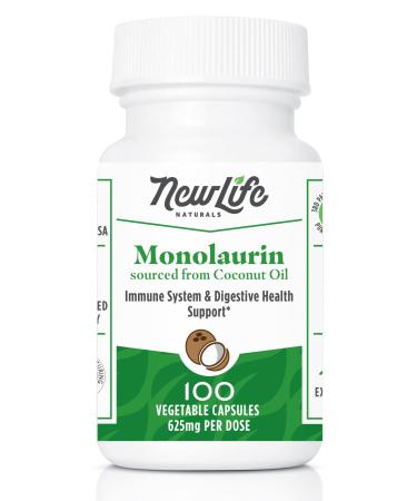 NewLife Naturals Monolaurin Dietary Supplement: 625mg Monolaurin Lauric Acid - Immune Support Supplement Immune System Defense- 100 Veggie Capsules