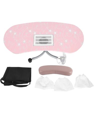 BYERZ BYERZ Pink Folding Manicure Table Professional Nail Art Station with Dust Collector and Hand Pillow - Buy Online on GoSupps.com