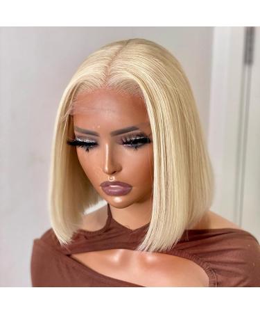 Superlook Blonde Bob Wig Human Hair 613 Lace Front 10 13X4 HD Transparent Pre Plucked 180% Density Short Wig for Women - Buy Online on GoSupps.com