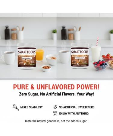 Smart Focus Lions Mane Mushroom Focus Supplement | Memory Brain Health Clarity & Immune Support 8-in-1 Blend (2 Month Supply) Sugar-Free Unflavored Turkey Tail Shiitake Chaga Mushroom - Buy Online on GoSupps.com