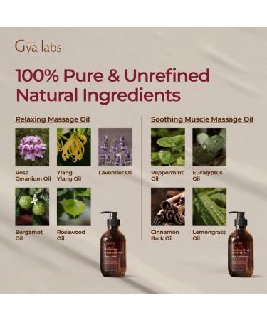 Gya Labs Relaxing & Soothing Massage Oil (200ml) - 2-in-1 Pack Relaxing & Soothing Massage Oil Combo Pack - Buy Online on GoSupps.com