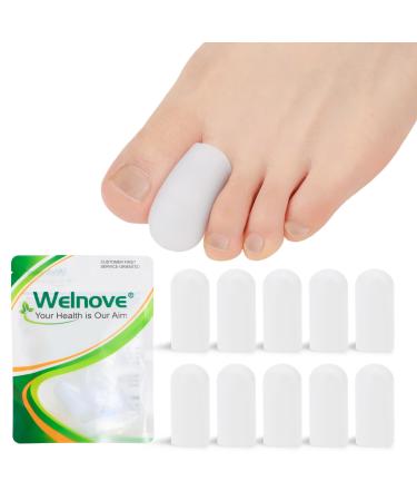 Welnove Toe Caps and Toe Protectors - 10 Pack Silicone Toe Sleeves Toe Protectors - Toe Cushions for Pain Relief Toe Protection for Corns Calluses (Small)