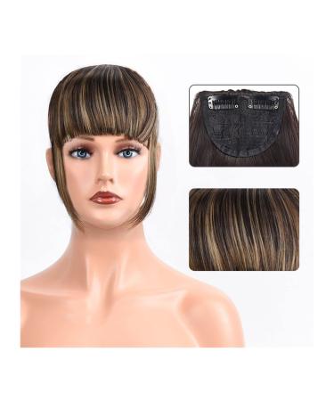 Bangs Hair Clip Synthetic Heat Resista Fake Bangs French Bangs Hair Piece Clip in Thick Natural Full Bangs Straight Fringe with Temples for Women Girls Bangs Clip in Hair (Color : 123-14 Size : 15c 15cm 123-14