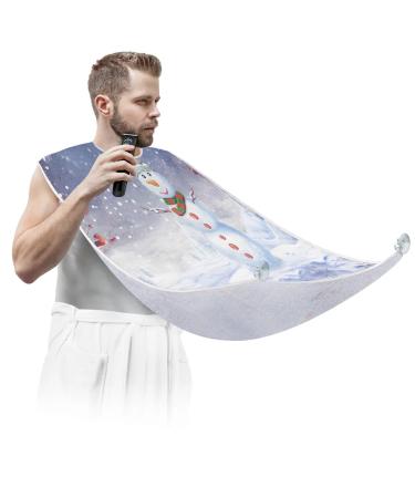 Beard Bib Apron Beard Bib Hair Catcher for Men Shaving and Trimming Non-Stick Waterproof Beard Cape Grooming Cloth Lovely Christmas Snowman