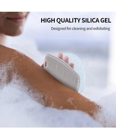 JOLAU Silicone Body Scrubber | Exfoliating Bath Brush for Men and Women | Back Cleaning Shower Brush | Easy to Foam & Reusable (Grey) - Buy Online on GoSupps.com