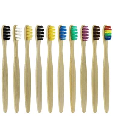 minkissy 10pcs Bamboo Toothbrushes Soft Bristles Toothbrush Made of Bamboo Wood Natural Bamboo Charcoal Toothbrushes