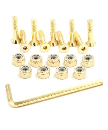 Skateboard Hardware 9PCS Bolts Set Deck Mounting Screws Nuts Hex Key Skate Parts Outfits Color Fasteners Longboard Cruiser Best Mounting Parts Silver Golden Green 1 1/4" 1" 7/8" Golden 1.0 Inches