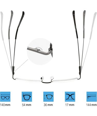 Half Frame Reading Glasses for Men & Women - Metal Rectangular Frame Spring Hinge Glasses Strap Gold 2.5 Diopters - Buy Online on GoSupps.com