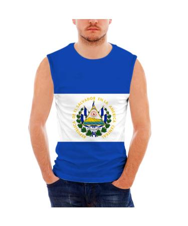 CHINEIN Mens Basic Solid Tank Top Jersey Casual Shirts Boys El Salvador Flag Small White