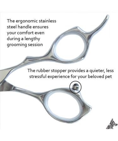 Contemporary Doggy Stainless Steel Dog Grooming Scissors with Round Tips - Pet Trimming Shears with Micro-Serrated Blade - Professional Quality at Home Ensuring Safety - Comfortably Trim Face & Paws - Buy Online on GoSupps.com