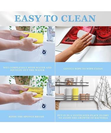 4 Pack Damp Clean Duster Sponge Magical Reusable Dust Sponge Cleaning Brush Duster for Cleaning Blinds Railings Mirrors Glass Baseboards Ceiling Fan Vents Window Track Grooves and Faucets Yellow - Buy Online on GoSupps.com