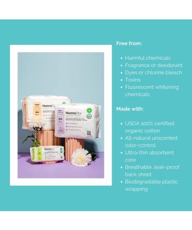 NannoDry Organic Cotton Incontinence Pads - Bladder Leak Protection for Women and Men - Nannocare Regular (20 Count) - Buy Online on GoSupps.com