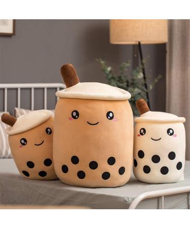 AMOZO Cute Cartoon Boba Milk Tea Plush Doll - 35cm Beige Giant Bubble Plushie Stuffed Tea Cup Pillow Gift Toy - Buy Online on GoSupps.com