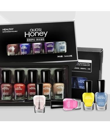 OUL'ISI Nail Polish Set (10 Bottles) - Easy Peel Off & Quick Dry Organic Water Based Polish for Women, Teens, Kids - STYLE-2 - Buy Online on GoSupps.com
